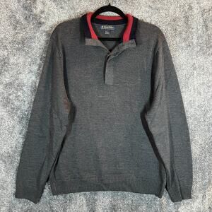 Brooks Brothers Sweater Mens Large Merino Wool Button Collar Polo Preppy Comfort